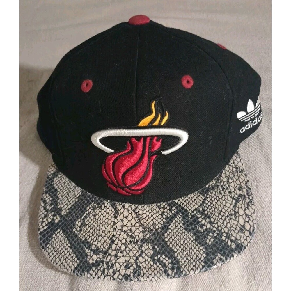 Adidas Miami Heat NBA Basketball Snapback Snakeskin Black Wool Hat Adjustable